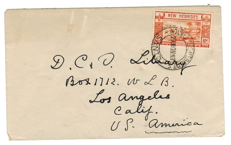 NEW HEBRIDES - 1947 10c cover to USA used at (French) SANTO.