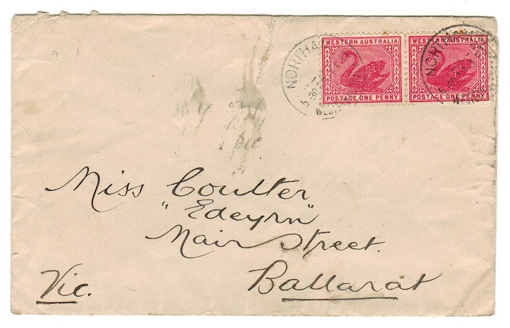 WESTERN AUSTRALIA - 1911 2d rate local cover used at NORTHAM.