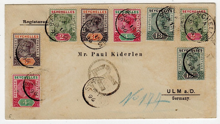 SEYCHELLES - 1898 multi franked registered cover to Germany used at SEYCHELLES.