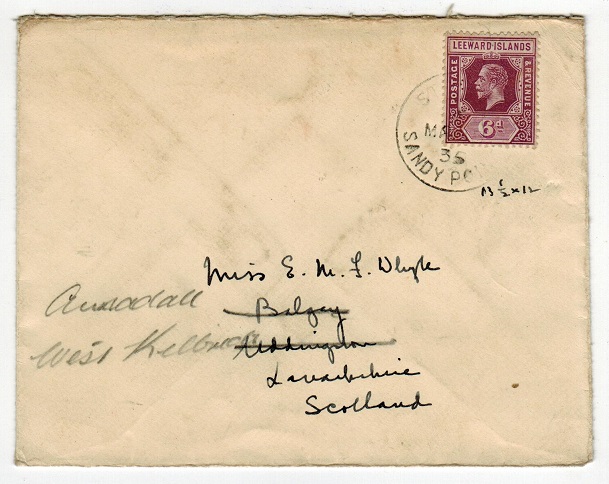 ST.KITTS - 1935 6d rate cover to UK used at SANDY POINT.