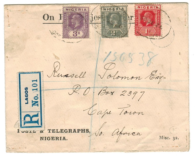 NIGERIA - 1926 use of Post & Telegraphs 