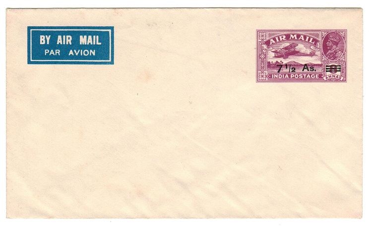 INDIA - 1935 7 1/2a on 8a red-violet PSE unused.  H&G 2.