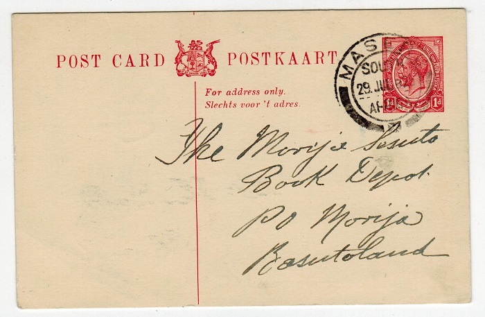 BASUTOLAND - 1925 South African 1d PSC used at MASERU.  H&G 7.