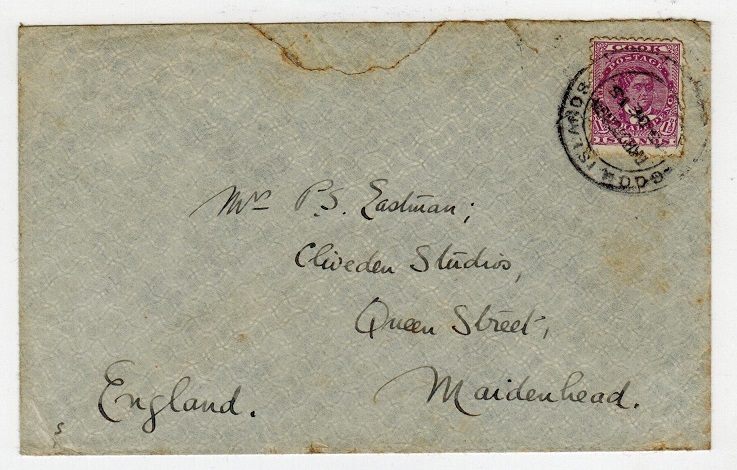 COOK ISLANDS - 1915 1 1/2d rate cover to UK used at RAROTONGA.
