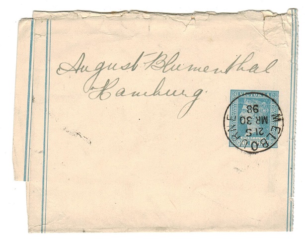 VICTORIA - 1895 1d blue postal stationery wrapper used at MELBOURNE.  H&G 18.