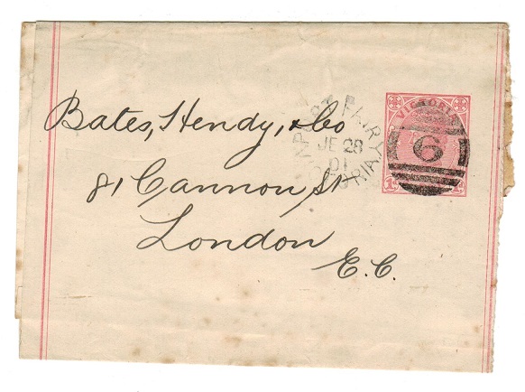 VICTORIA - 1901 1d rose postal stationery wrapper used at PORT FAIRY.  H&G 24.