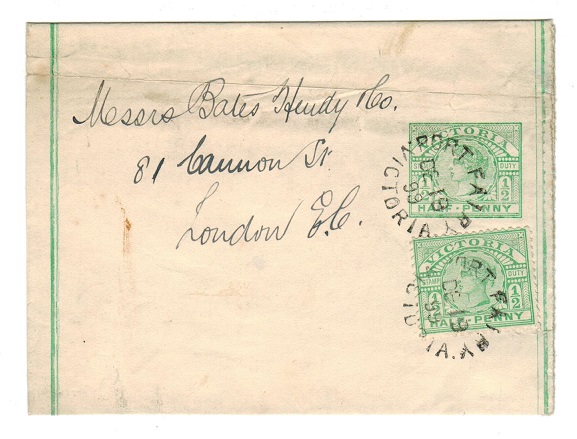 VICTORIA - 1899 1/2d emerald postal stationery wrapper used at PORT FAIRY.  H&G 19.