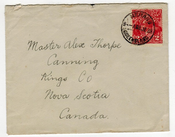 AUSTRALIA - 1935 1d rate cover to Canada used at NERANG.