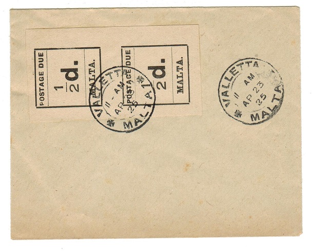 MALTA - 1925 unaddressed (Gatt) cover with 1/2d postage due pair used at VALLETTA.