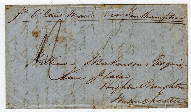 CEYLON - 1851 KANDY/STEAMER LETTER stampless entire.