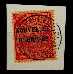 NEW HEBRIDES - 1910 50c (SG F2) used on piece from PORT SANDWICH.