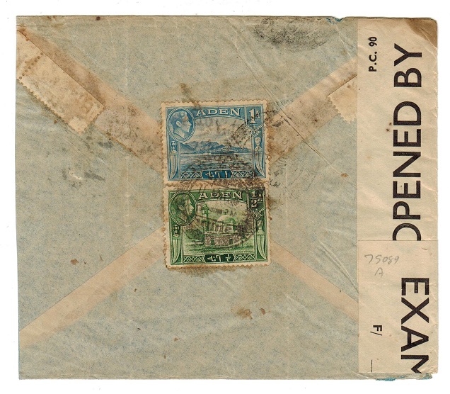 ADEN - 1943 censored cover to Bombay.