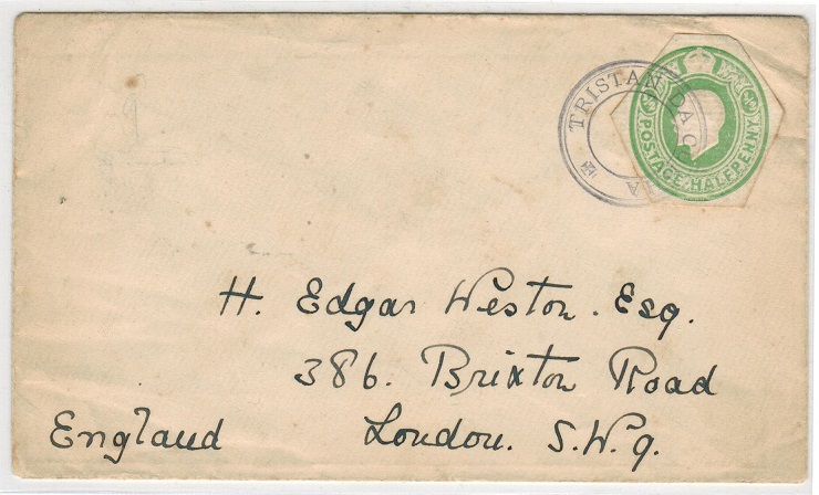 TRISTAN DA CUNHA - 1920 (circa) GB 1/2d stationery 