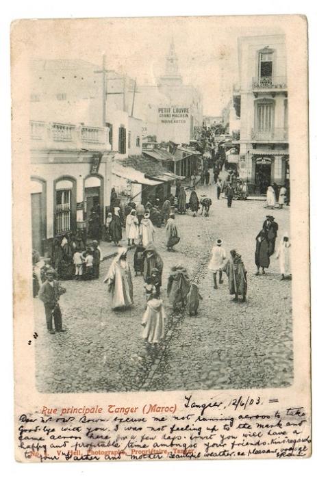 MOROCCO AGENCIES - 1903 10c rate use of picture postcard to Gibraltar.
