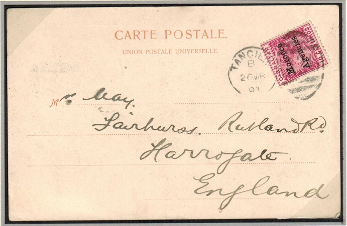 MOROCCO AGENCIES - 1903 10c rate use of picture postcard to UK.