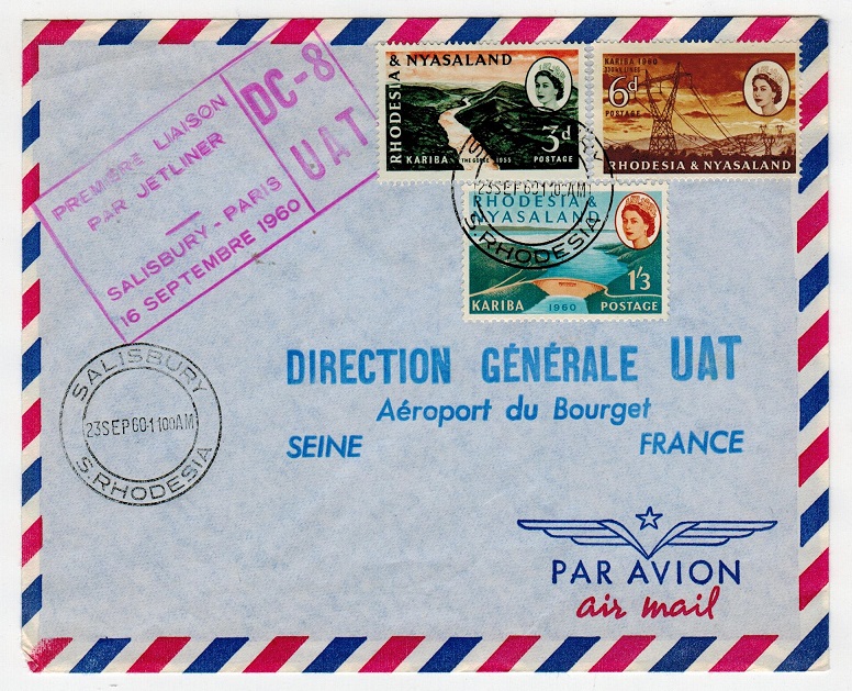 RHODESIA AND NYASALAND - 1960 first flight cover to France.