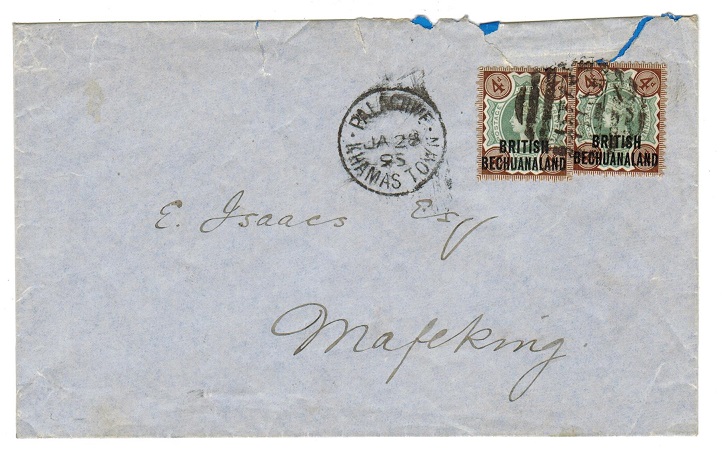 BECHUANALAND - 1895 local cover with QV 4d tied 