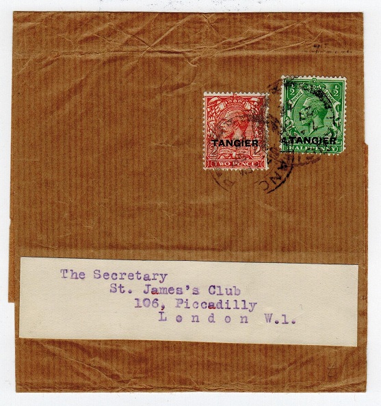 MOROCCO AGENCIES - 1932 newspaper wrapper used from TANGIER with OFFICIAL TOURIST OFFICE cachet.