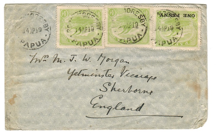 PAPUA - 1919 cover to USA used at PORT MORESBY.