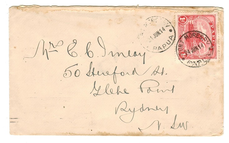 PAPUA - 1914 1d rate cover to Australia.