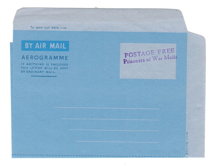 PAKISTAN - 1970 (circa) POSTAGE FREE/PRISONERS OF WAR MAIL unused aerogramme.