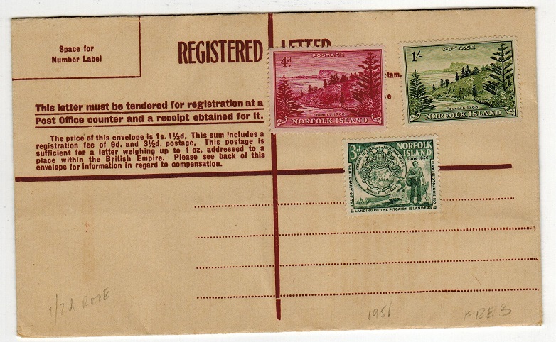 NORFOLK ISLAND - 1947 brown FORMULA RPSE unused officially uprated 1/7d.