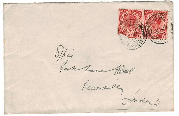 GIBRALTAR - 1931 CHINA/THE PRINCE OF WALES REGT cover to UK with PAQUEBOT/PLYMOUTH cancels.
