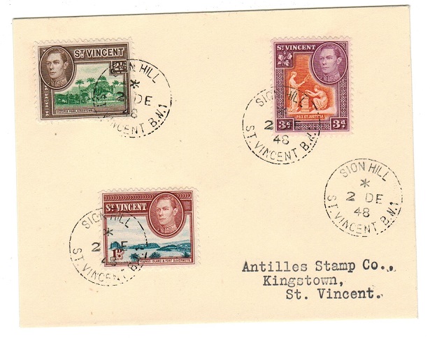 ST.VINCENT - 1948 multi franked local cover used at SION HILL/ST.VINCENT.