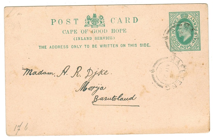 BASUTOLAND - 1903 PSC of Cape Of Good Hope written at Malumeng and posted through MAFETENG.