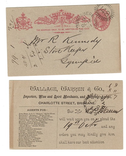 QUEENSLAND - 1889 1d PSC used at BUNDABERG.  H&G 9.