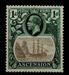ASCENSION - 1924 1d fine mint with BROKEN MAST variety.  SG 11a.