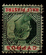 CYPRUS - 1902 1/2pi used with INVERTED WATERMARK.  SG 50w.