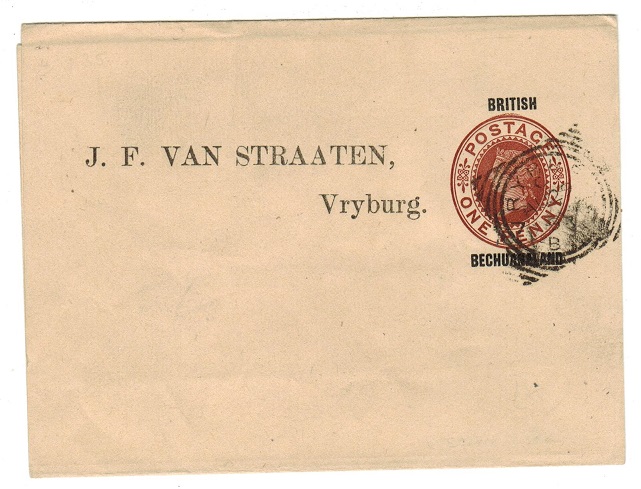 BECHUANALAND - 1886 1d postal stationery wrapper used locally from Vryburg.  H&G 4.