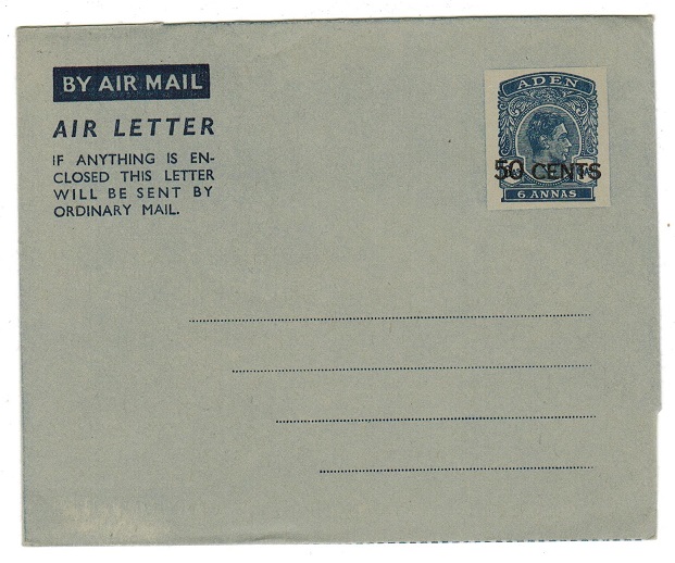 ADEN - 1952 50c on 6a postal stationery air letter unused.  H&G 3.