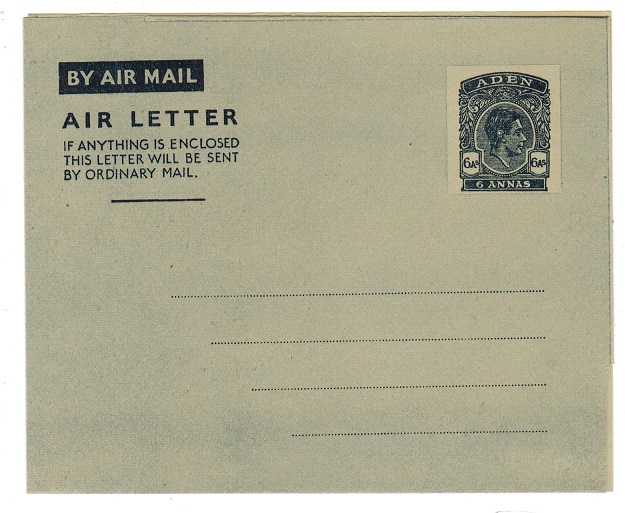 ADEN - 1949 6a postal stationery air letter unused.  H&G 1.