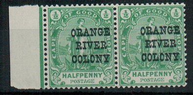 ORANGE RIVER COLONY - 1900 1/2d green U/M marginal pair with NO STOP variety.  SG 133a.