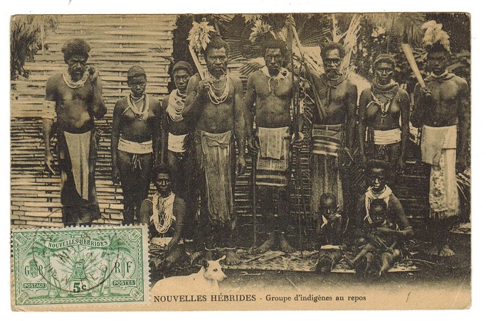 NEW HEBRIDES - 1922 postcard (unused) with 5c (French) issue tied VILA.