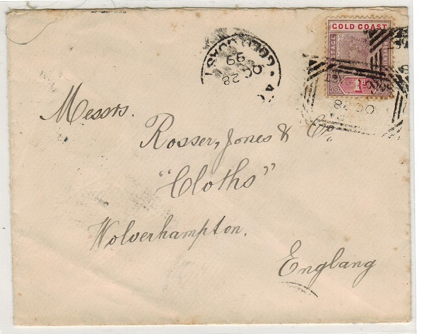 GOLD COAST - 1899 1d rate cover to UK cancelled by scarce ACCRA 