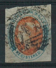 NEW SOUTH WALES - 1856 (6d) salmon and indigo used.  SG 103.