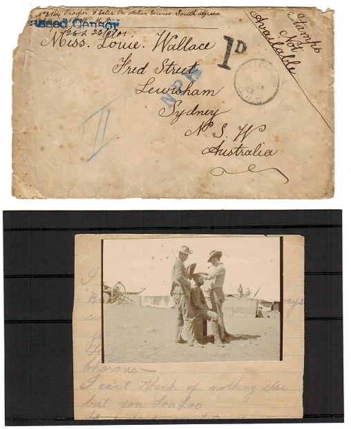 AUSTRALIA - 1901 inward BOER WAR cover from ORC by serving Australian trooper with 1d charge mark.