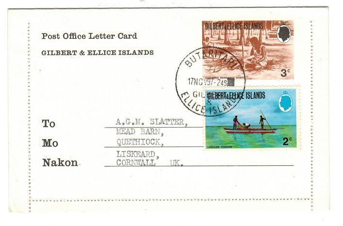 GILBERT AND ELLICE IS- 1975 3c PS Letter Card cto