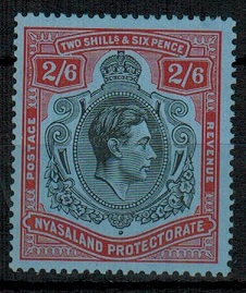 NYASALAND - 1938 2/6d black and red on blue mint.  SG 140.