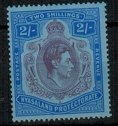 NYASALAND - 1938 2/- purple and blue on blue mint.  SG 139.