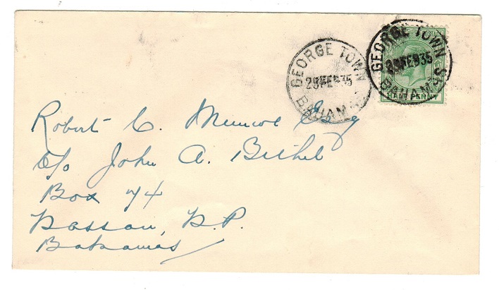 BAHAMAS - 1935 1/2d rate local cover used at GEORGETOWN.