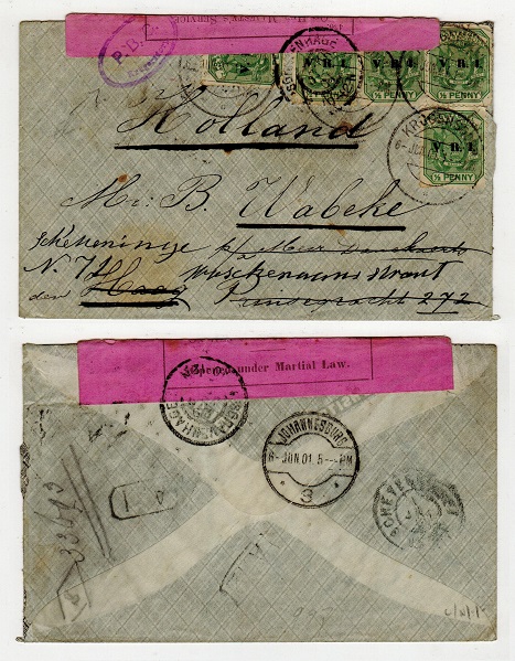 TRANSVAAL - 1901 censored cover to Holland used at KRUGERSDORP.