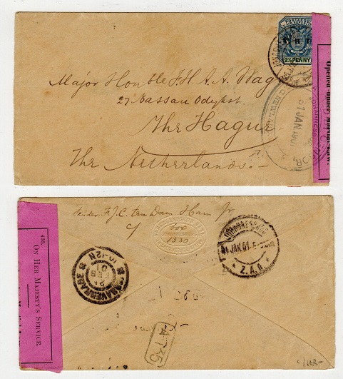 TRANSVAAL - 1901 censored cover to The Netherlands used at JOHANNESBURG.