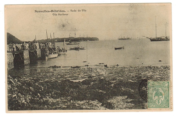 NEW HEBRIDES - 1910 (circa) philatelic postcard use with New Caledonia 5c used at PORT SANDWICH.