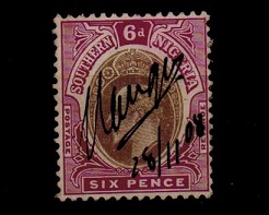 SOUTHERN NIGERIA - 1905 6d grey black and bright purple with manuscript village cancellation.  