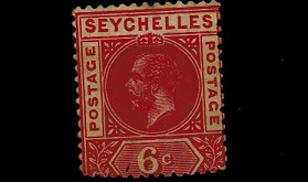 SEYCHELLES - 1917 6c carmine MISPERF mint example.  SG 85.
