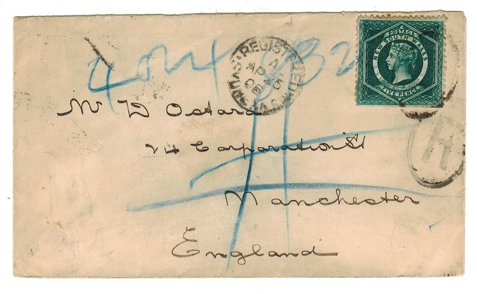 NEW SOUTH WALES - 1906 5d rate registered cover to UK used at SYDNEY.